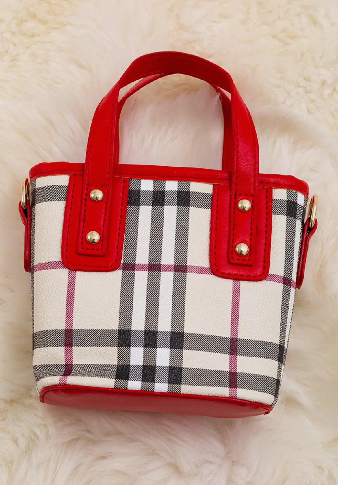 Plaid girls purse