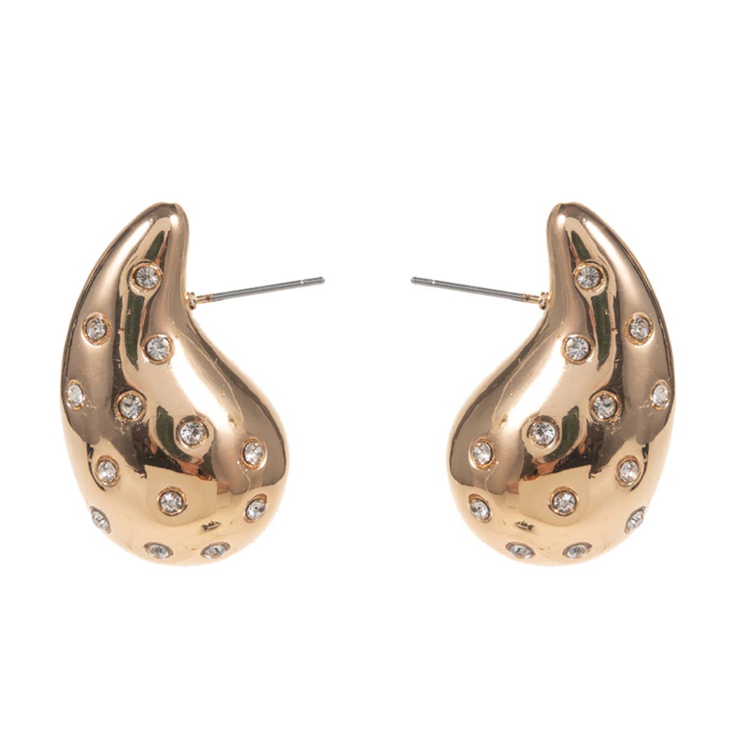 Waterdrop Shape with Rhinestone Post Earrings