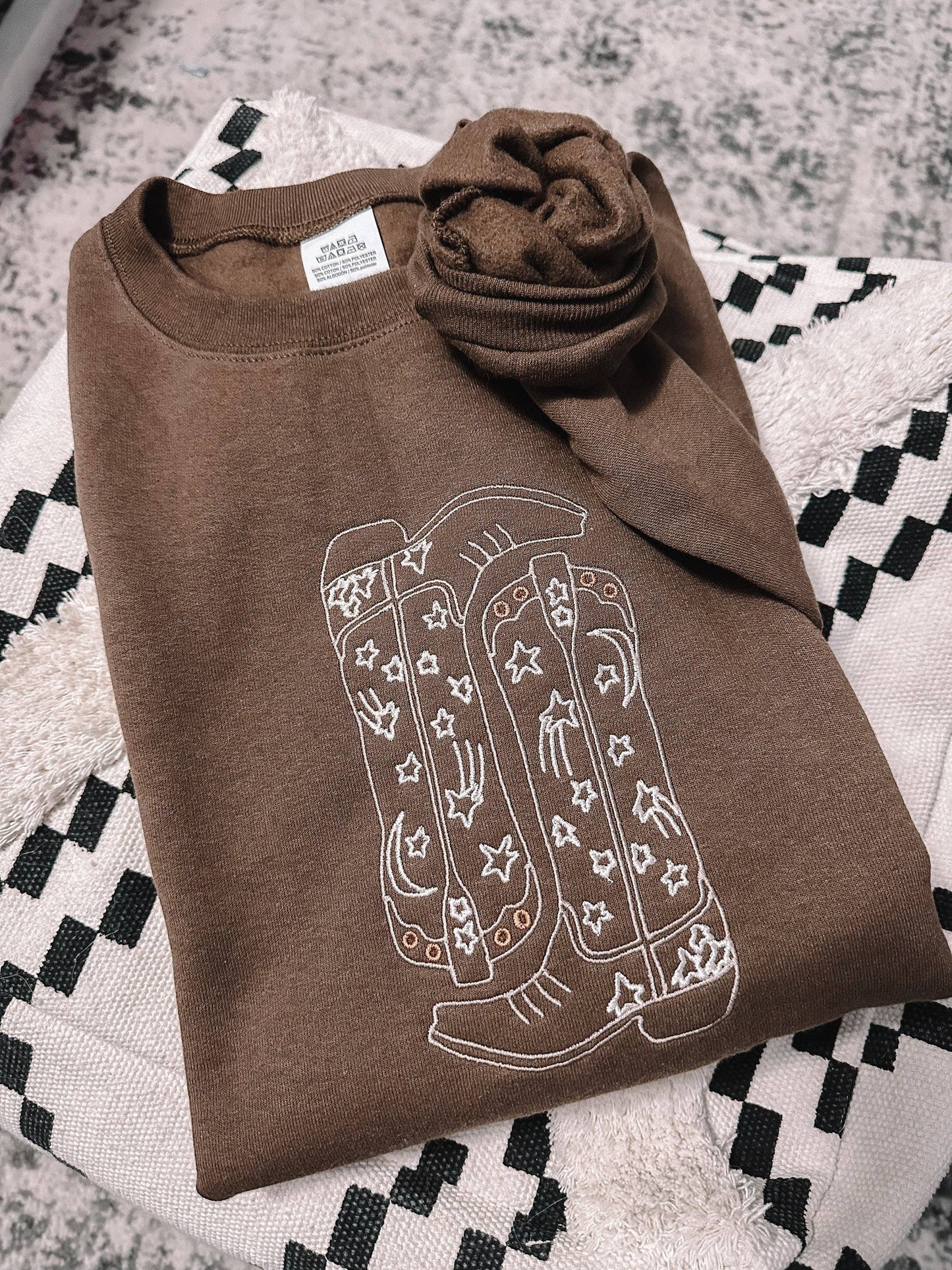 Embroidered Cowgirl Boots Sweatshirt