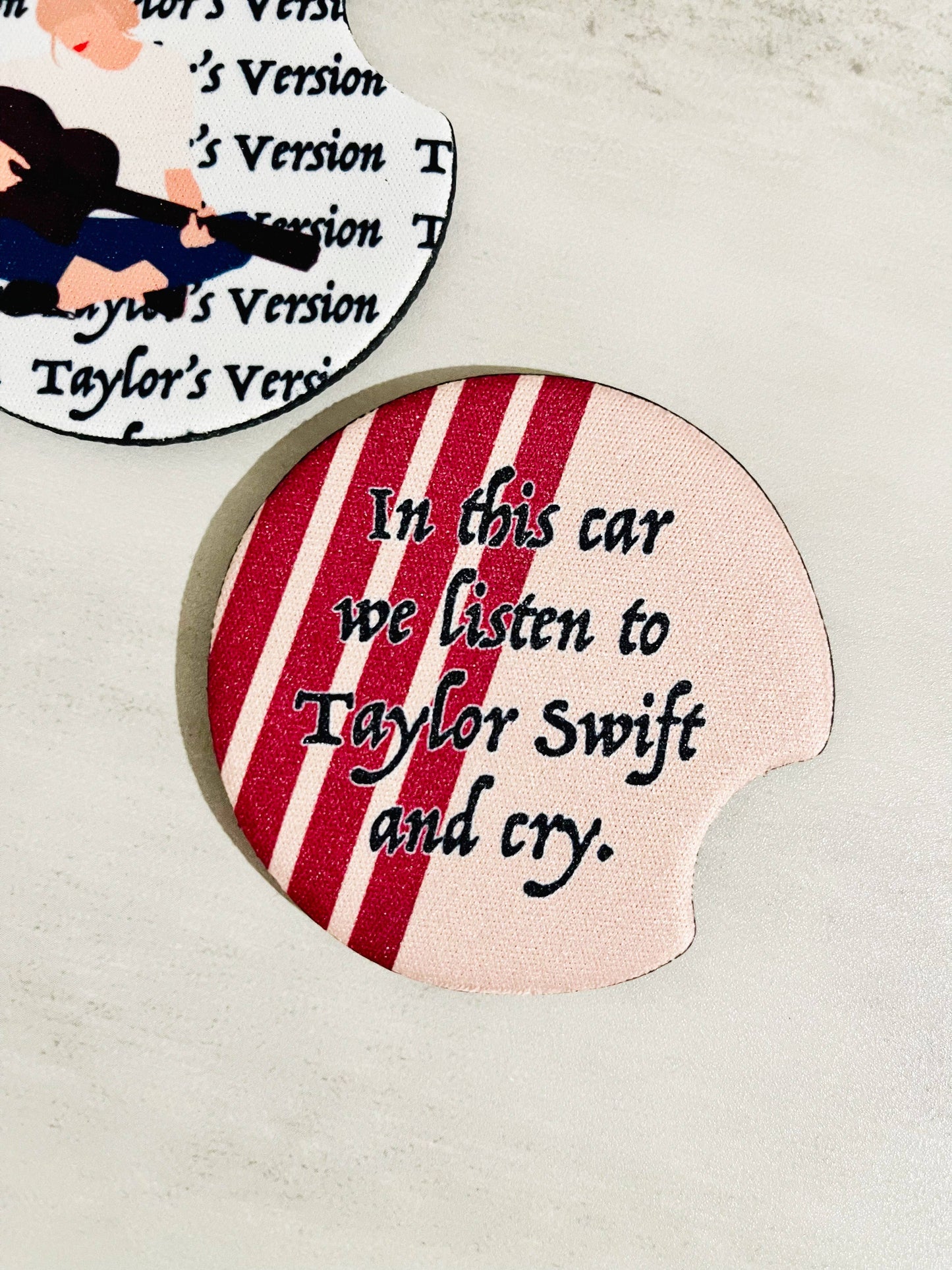 2 Car Coasters, Taylor Swift Red Album Inspired Design