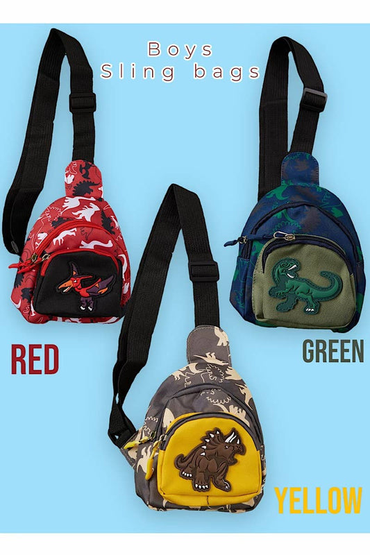 MINI BOYS SLING BAGS WITH DINOUSAUR APPLIQUE. DN-GG20222