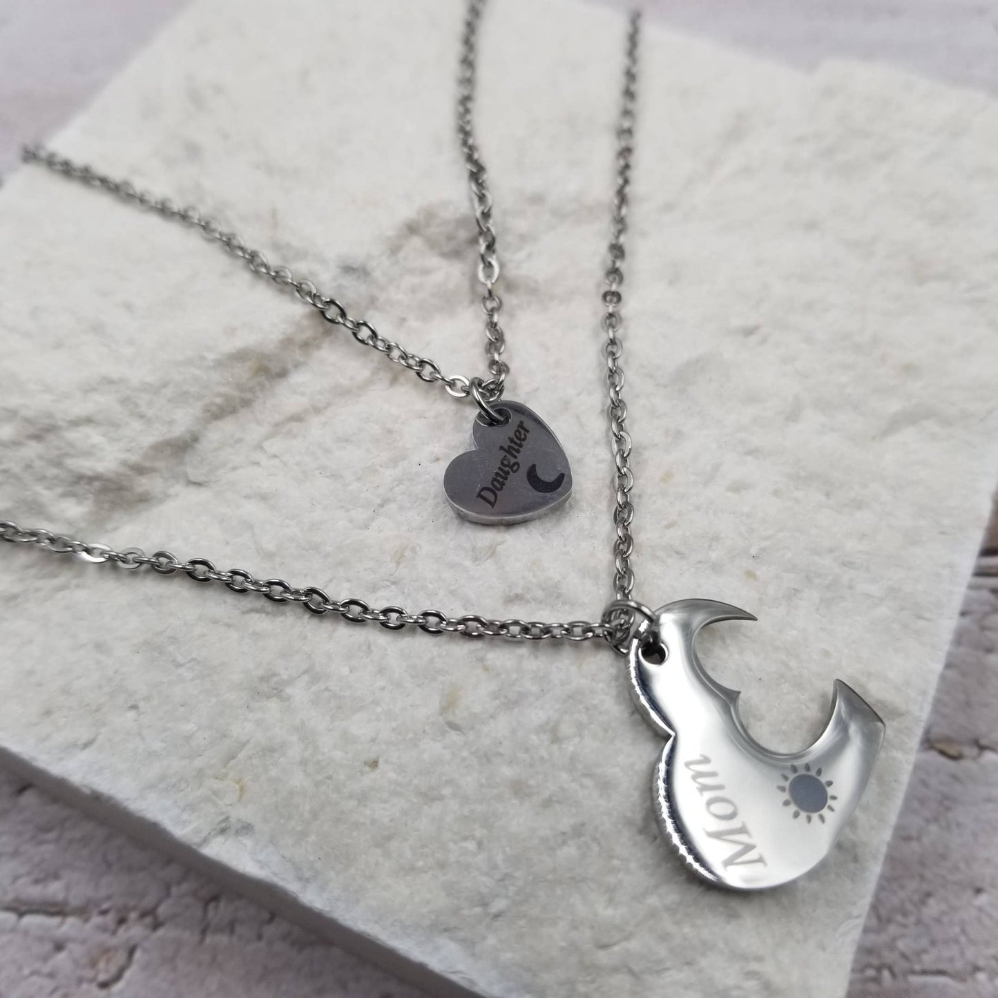 Sun & Moon Heart Necklace Set - Mother's Day Gift