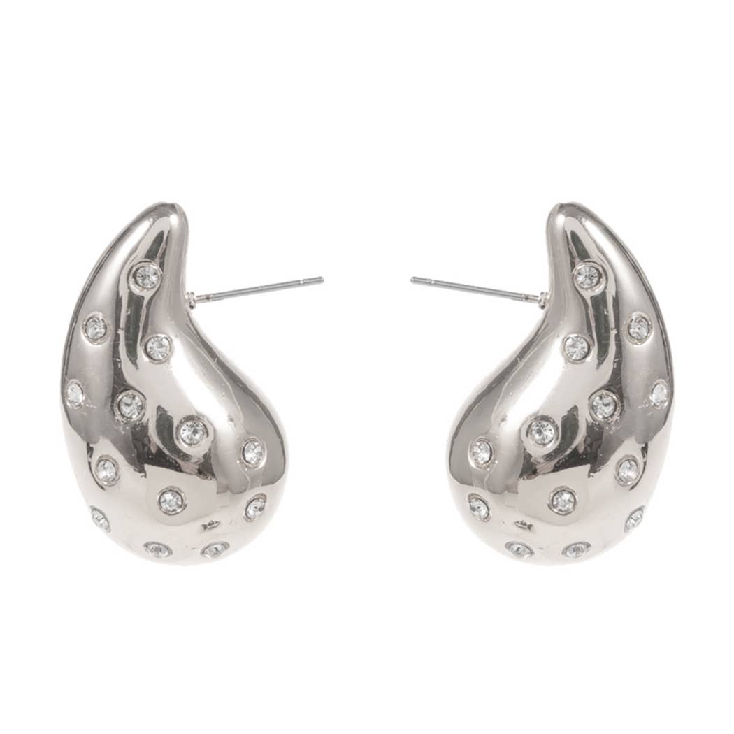 Waterdrop Shape with Rhinestone Post Earrings