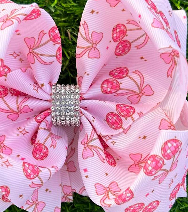 DISCO CHERRY PRINTED HAIR BOW