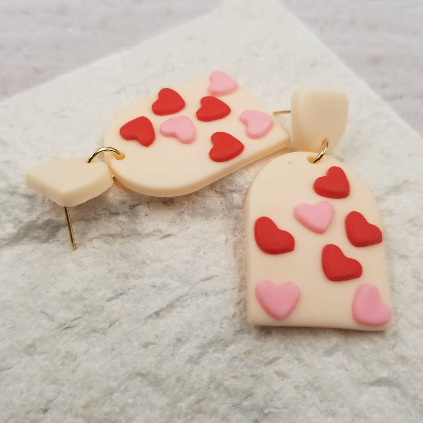 Pink Heart Polymer Clay Earrings