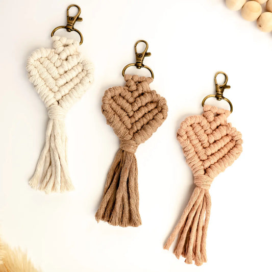 macrame heart keychain