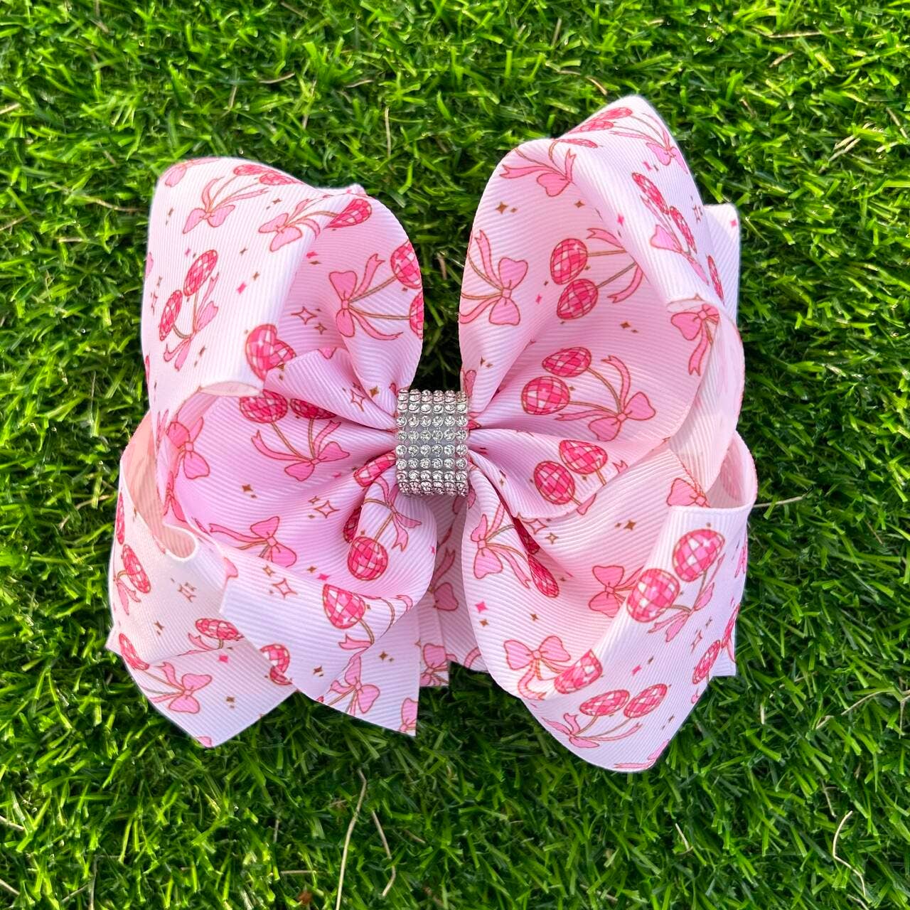 DISCO CHERRY PRINTED HAIR BOW