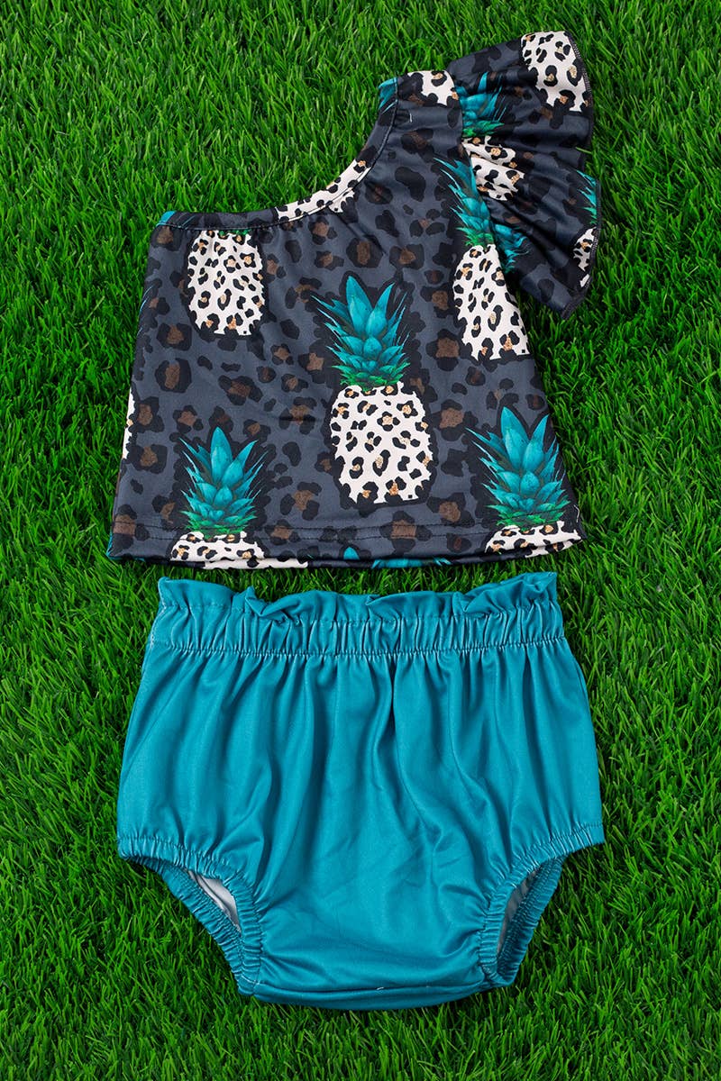 PINEAPPLE PRINTED BABY SET.  OFG25143002-JEANN