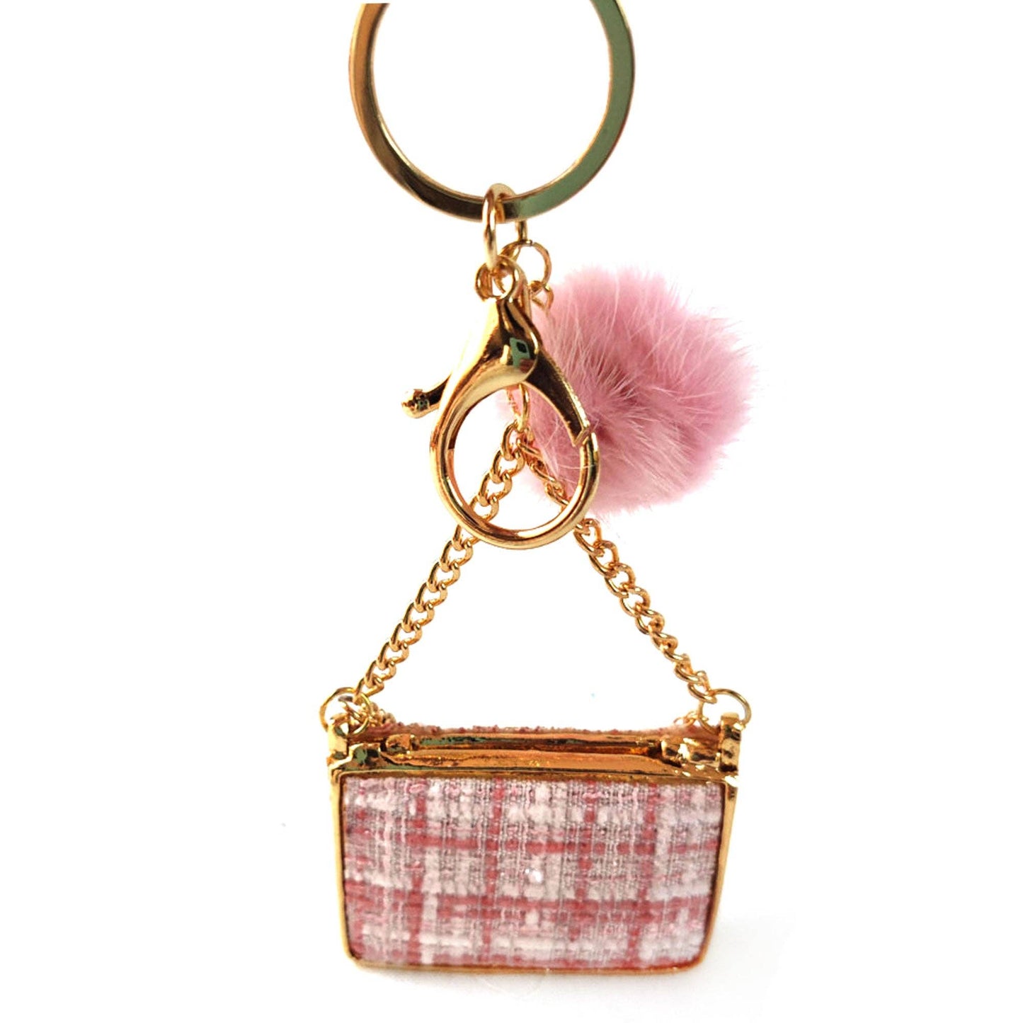 RHINESTONE PURSE POM POM KEY CHAIN 31012-12 (12PC)