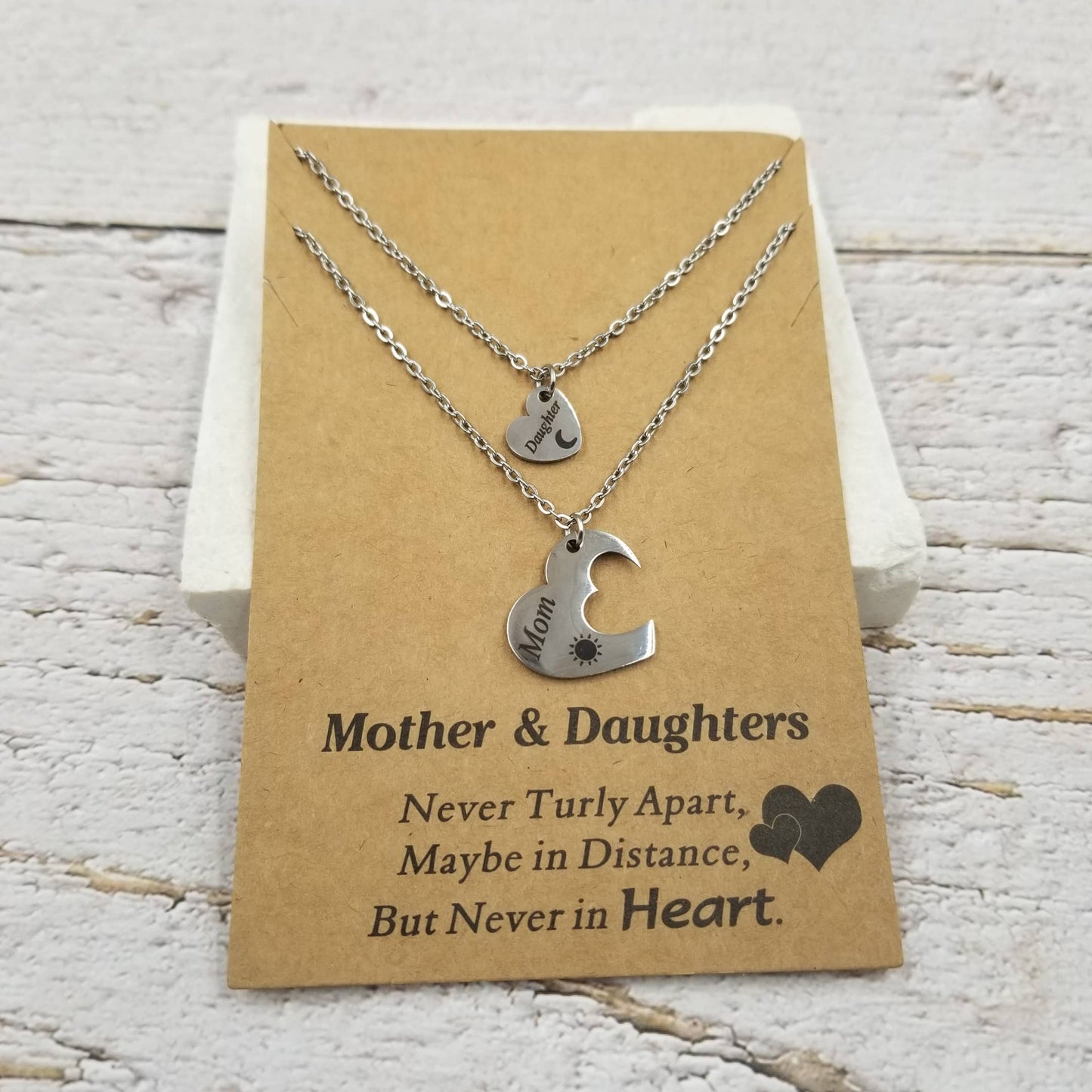 Sun & Moon Heart Necklace Set - Mother's Day Gift