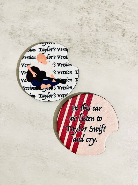2 Car Coasters, Taylor Swift Red Album Inspired Design