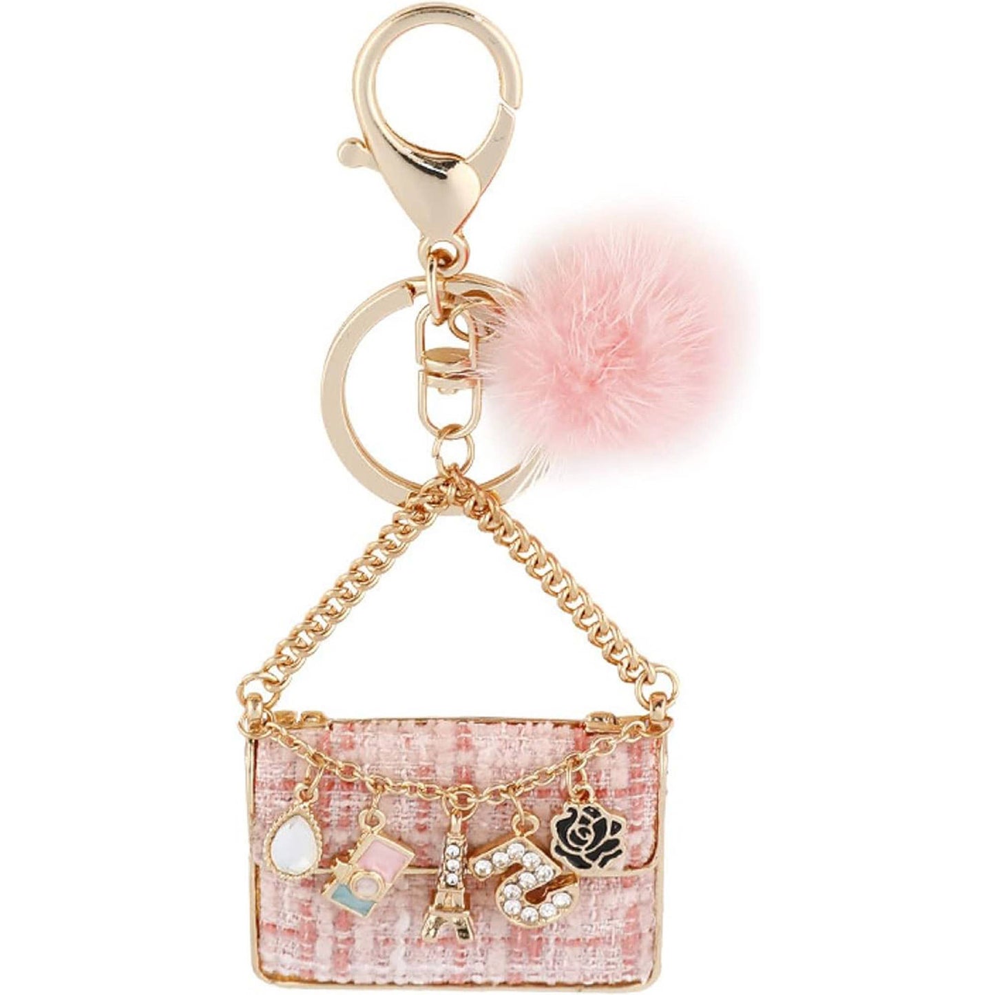 RHINESTONE PURSE POM POM KEY CHAIN 31012-12 (12PC)