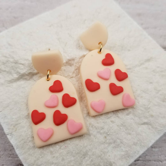 Pink Heart Polymer Clay Earrings