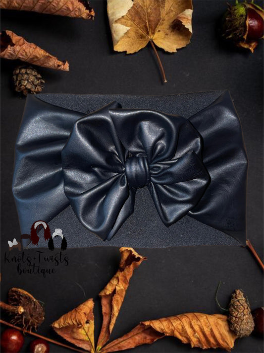 Black Leather bow wrap